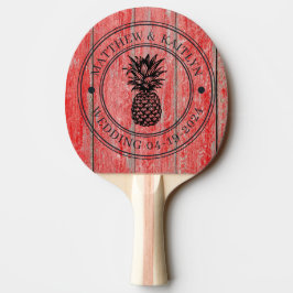 Röda Ladan Brädor Bröllopskam "Pineapple" med Namn Pingisracket