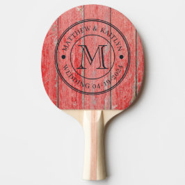 Röda Ladan Brädor Bröllopsmonogram Pingisracket