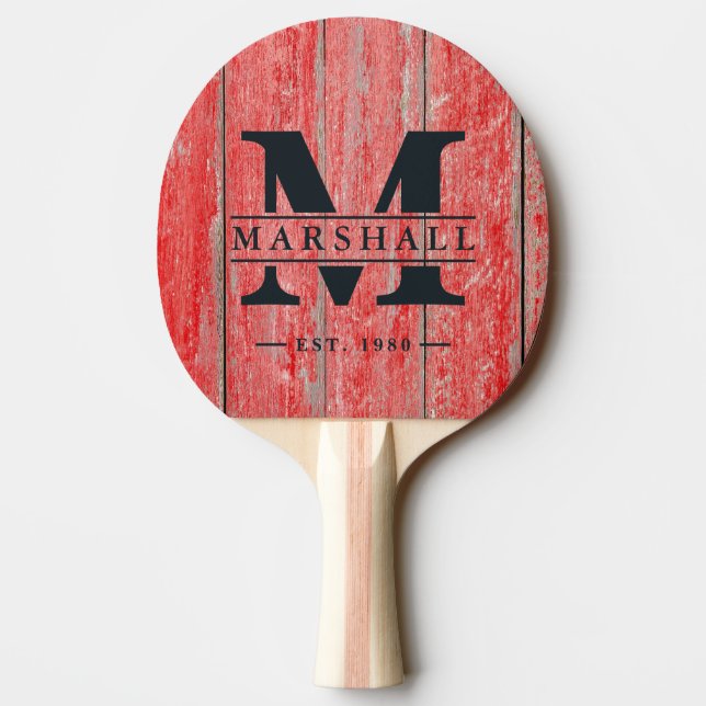 Röda Ladan Brädor Monogram & Namn Överlägg Pingisracket (Baksidan)