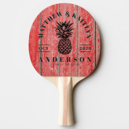 Röda Ladan Brädor Tropisk Ananas Bröllopskam Pingisracket