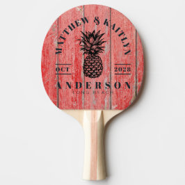 Röda Ladan Brädor Tropisk Ananas Bröllopskam Pingisracket