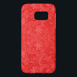Röda läder Struktur Skriv ut Embossed Flowers Möns Galaxy S5 Skal<br><div class="desc">Elegant rött läder ser ut som vintage blommor präglade med design. Det finns på andra produkter.</div>