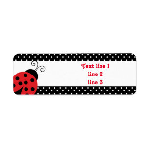 Röda Ladybug Prickiga Adressetiketter Klistermärke Returadress Etikett