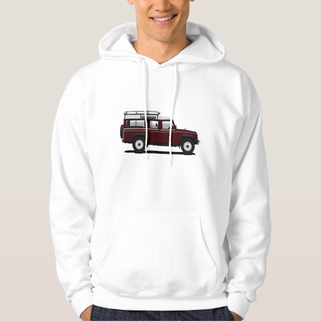 Röda Land Rover 110 Hoodie (Framsida)
