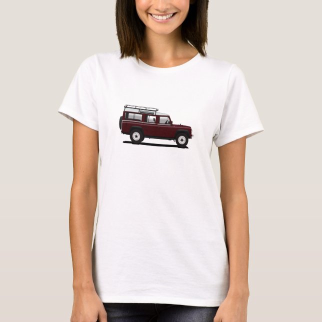 Röda Land Rover 110 T Shirt (Framsida)