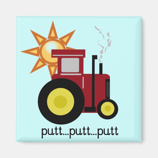 Röda lantgårdtraktorT-tröja och gåvor Magnet (Framsidan)