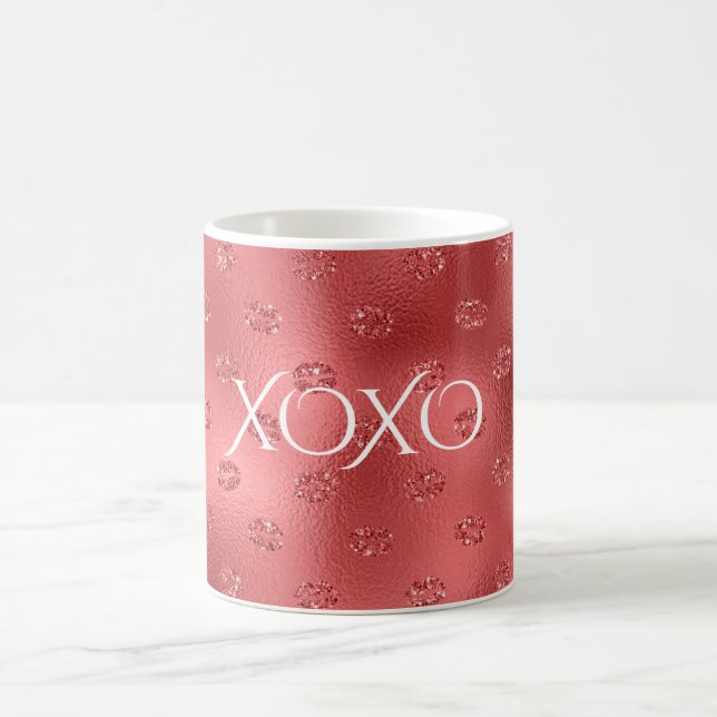 Röda läpp-smink Kyssar XOXO Kaffemugg (Center)