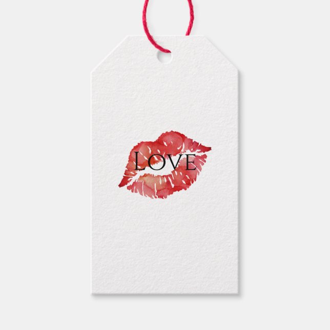 Röda läppar Flirtig kyss Kärlek XOXO Presentetikett (Framsidan)