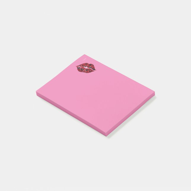 Röda läppar Rosa post-it-lappar Post-it Block (Vinklad)