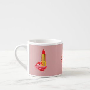 Röda läppstift på Tunga med anpassning Espressomugg
