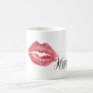 Röda läppstussar kaffemugg