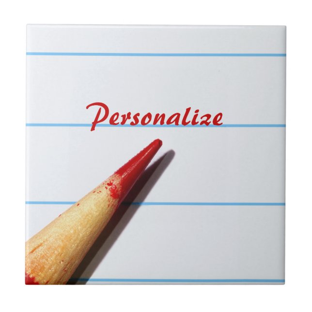 Röda lärarpennan vid Papper med Namn Kakelplatta (Framsidan)