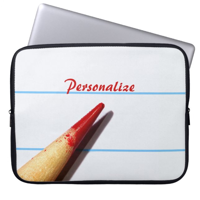 Röda lärarpennan vid Papper med Namn Laptop Fodral (Framsidan)