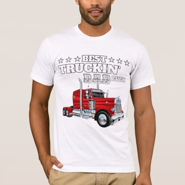 Röda lastbil,Bästa Pappa T Shirt (Framsida)