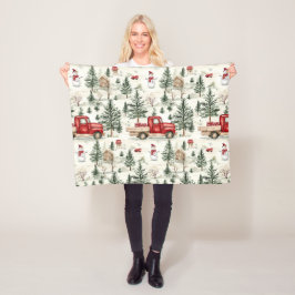 Röda Lastbil med gåvor och Snögubbe Baby Fleecefilt