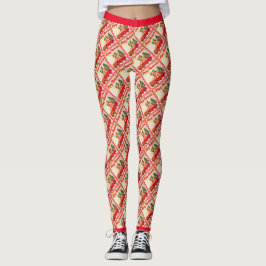 Röda Lastbil Mönster Trendig Snyggt God jul Leggings