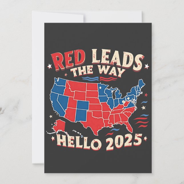 Röda leder Hejen 2025 Ininstallationstrump Inbjudningar (Framsida)