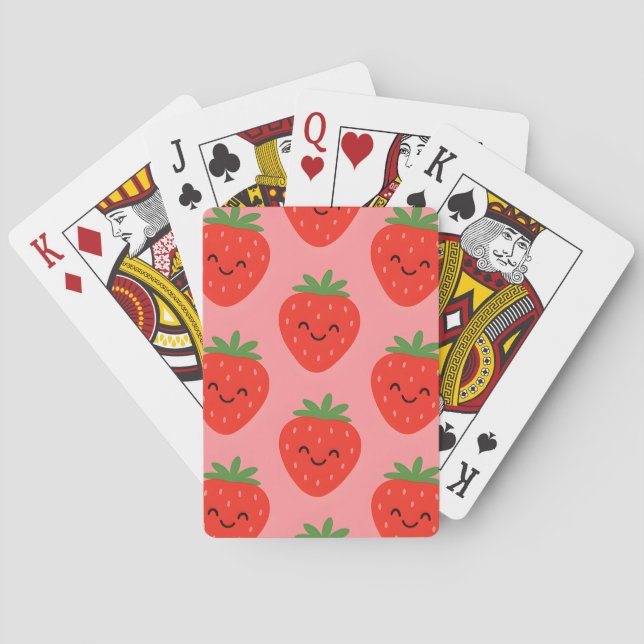 Röda Leende Jordgubbar Rosa  Casinokort (Baksidan)