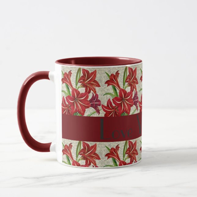Röda liljor Morsdags kaffemugg (Vänster)