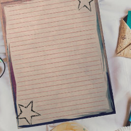 Röda linda Pappra Rustic Stars Chic Gräns på Grung Anteckningsblock