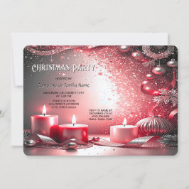 Röda ljus dekorativ semesterfest inbjudan