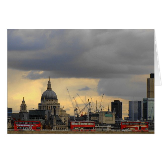 Röda London bussar Hälsningskort (Framsidan Horizontal)