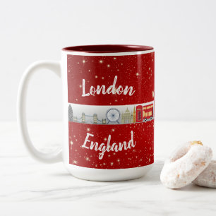 Röda London England brittiska Landmarks Två-Tonad Mugg