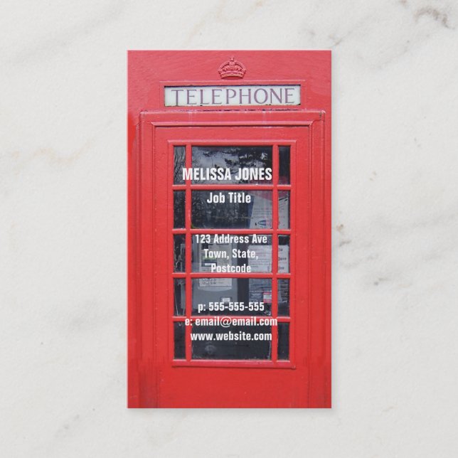 Röda London ringer boxas Visitkort (Framsida)