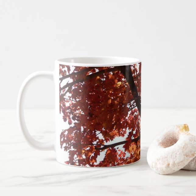 Röda lönngrenar höstfärger kaffemugg (Med munk)
