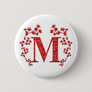 Röda löv för Monogrambrev M Knapp
