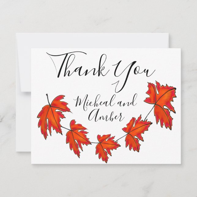 Röda löv, Maple löv, Hösten färg Tack Kort (Framsida)