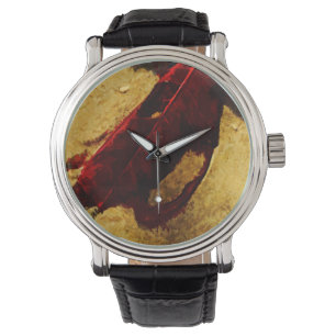 Röda Löv på Beach Abstrakt Impressionism Armbandsur