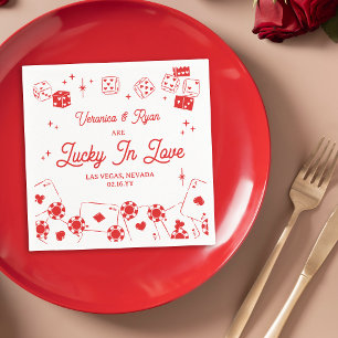 Röda Lucky In Love Tärningar Förlovningsbröllop Pappersservett