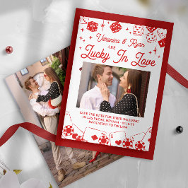 Röda Lucky In Love Tärningar & Kort Bröllop