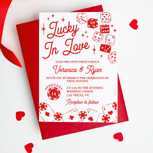 Röda Lucky In Love Tärningar & Kort Bröllop
