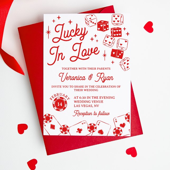 Röda Lucky In Love Tärningar & Kort Bröllop (Skapare uppladdad)