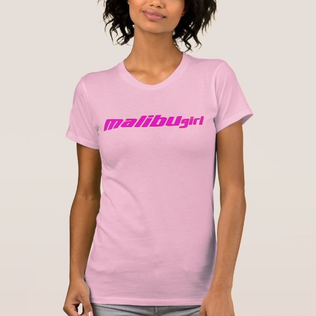 Röda Malibu flickashock rosa skisserar Tee (Framsida)