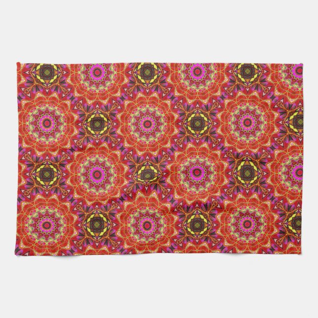Röda MANDALA  Kökshandduk (Horisontell)