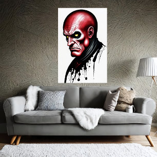 Röda mannen med gult ögon AI Art Poster