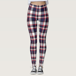 Röda marinens strandade Tartan Kontrollerad Mönste Leggings