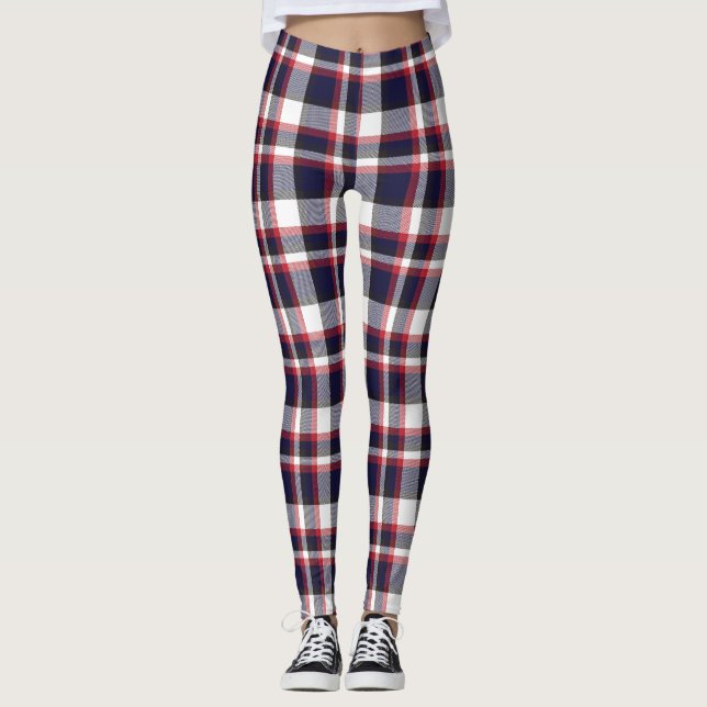 Röda marinens strandade Tartan Kontrollerad Mönste Leggings (Framsida)
