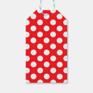 Röda märkre för vitpolka dots presentetikett