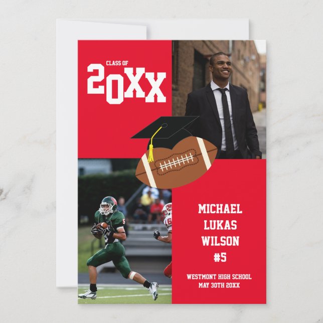 Röda meddelanden om fotbollsmatchen Studenten Inbjudningar (Framsida)