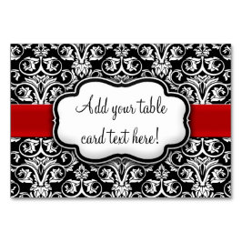 Röda menyfliksområdet chic Black/White Damask Bordsnummer