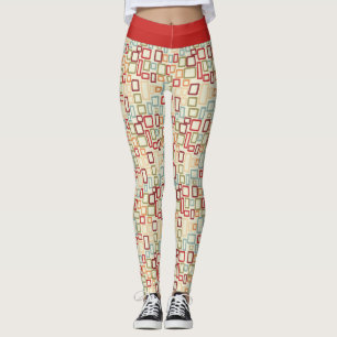 Röda midjeband med mönster av rutor >Leggings Leggings