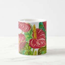 Röda mjältblommor kaffemugg
