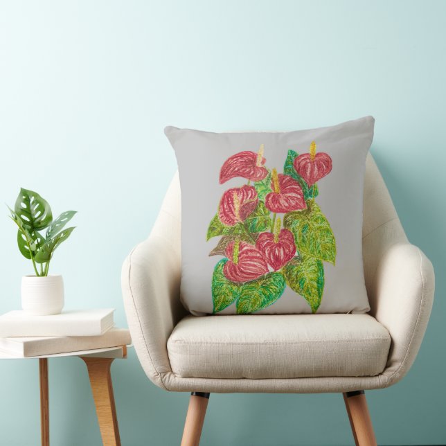 Röda mjältblommor kudde (Stol)