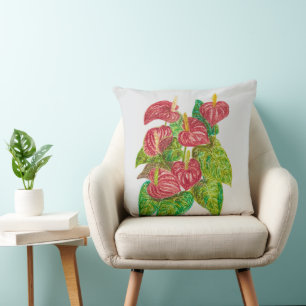 Röda mjältblommor kudde