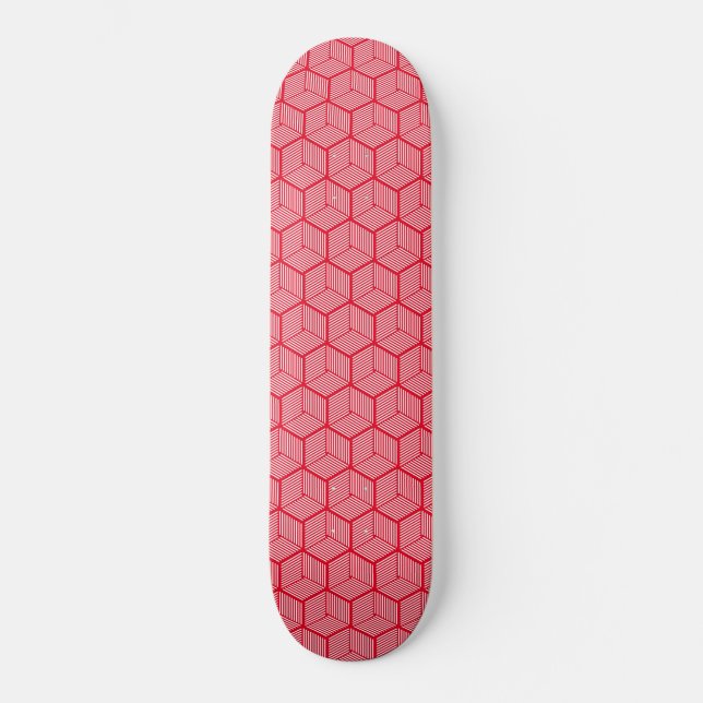 Röda, mobbade kuber mini skateboard bräda 18,5 cm (Framsida)