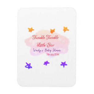 Röda moln glimmar Glimma Lilla Stjärna baby shower Magnet